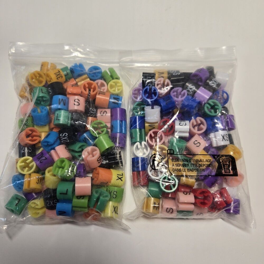 Lot 200 - 100 Plastic Hanger Size Marker Tags + 100 Live Number Tags Reseller - Picture 3 of 3